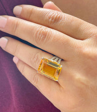 Load image into Gallery viewer, 14K Yellow Gold Natural Emerald Yellow Citrine and Round Cut Natural Diamond Ring Split Band, art deco, anniversary, wedding 10.75ct
