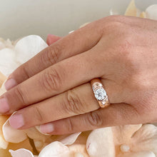 Load image into Gallery viewer, 14k Solid Rose Gold Round Cut Moissanite Engagement Ring Semi Bezel Set, Bridal, Wedding 1.25ct