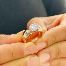 Load image into Gallery viewer, 14k Solid Rose Gold Round Cut Forever One Moissanite Engagement Ring Semi Bezel Set, Bridal, Wedding 1.25ct