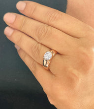 Load image into Gallery viewer, 14k Solid Rose Gold Round Cut Moissanite Engagement Ring Semi Bezel Set, Bridal, Wedding 1.25ct