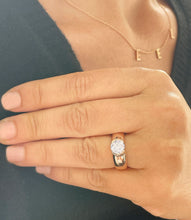 Load image into Gallery viewer, 14k Solid Rose Gold Round Cut Forever One Moissanite Engagement Ring Semi Bezel Set, Bridal, Wedding 1.25ct
