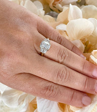 Load image into Gallery viewer, Elegant 14k Solid Yellow Gold Cushion Cut And Half Moon Moissanites Engagement Ring Bridal Wedding Propose Three Stone Syle 3.00ctw