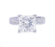 Load image into Gallery viewer, GIA/IG Certified 14k Solid And Heavy White Gold Princess Cut And Round Cut Diamond Engagement Ring 2.75ctw F-VS2