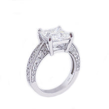 Load image into Gallery viewer, GIA/IG Certified 14k Solid And Heavy White Gold Princess Cut And Round Cut Diamond Engagement Ring 2.75ctw F-VS2