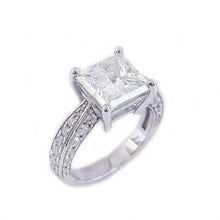 Load image into Gallery viewer, GIA/IG Certified 14k Solid And Heavy White Gold Princess Cut And Round Cut Diamond Engagement Ring 2.75ctw F-VS2
