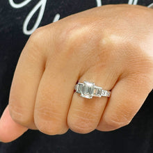 Load image into Gallery viewer, 14k White Gold Emerald Cut Forever One Moissanite And Princess And Baguettes Natural Diamond Engagement Ring 2.75ctw