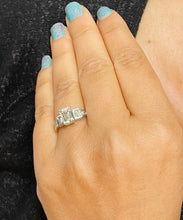 Load image into Gallery viewer, 14k White Gold Emerald Cut Moissanite And Princess And Baguettes Natural Diamond Engagement Ring 2.75ctw
