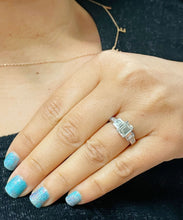 Load image into Gallery viewer, 14k White Gold Emerald Cut Moissanite And Princess And Baguettes Natural Diamond Engagement Ring 2.75ctw