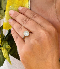 Load image into Gallery viewer, GIA/IGI Certified 14k Solid Yellow Gold Oval Cut and Round Cut Diamond Engagement Ring Bezel Set, Bridal Propose 1.20ctw F-VS2