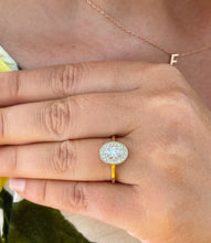 Load image into Gallery viewer, 14k Solid Yellow Gold Oval Cut and Round Cut Natural Diamond Engagement Ring Bezel Set, Bridal Propose 1.20ctw