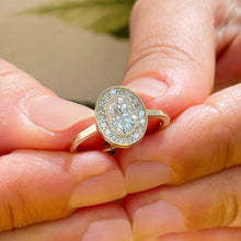 Load image into Gallery viewer, 14k Solid Yellow Gold Oval Cut and Round Cut Natural Diamond Engagement Ring Bezel Set, Bridal Propose 1.20ctw