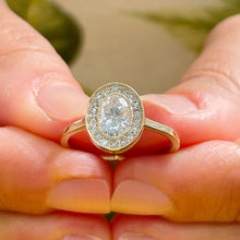 Load image into Gallery viewer, GIA/IGI Certified 14k Solid Yellow Gold Oval Cut and Round Cut Diamond Engagement Ring Bezel Set, Bridal Propose 1.20ctw F-VS2