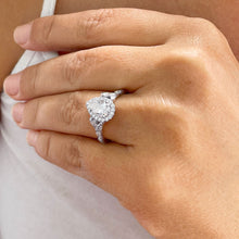 Load image into Gallery viewer, GIA/IGI Certified 14k Solid White Gold Pear and Round And Marquee Diamond Engagement Ring Halo, 2.50ctw F-VS2