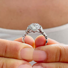 Load image into Gallery viewer, 14k Solid White Gold Pear Cut Moissanite and Round And Marquee Natural Diamond Engagement Ring Halo, 3.00ctw
