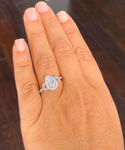 Load image into Gallery viewer, 14k Solid White Gold Pear and Round And Marquee Natural Diamond Engagement Ring Halo, 2.20ctw