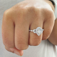 Load image into Gallery viewer, GIA/IGI Certified 14k Solid White Gold Pear and Round And Marquee Diamond Engagement Ring Halo, 2.50ctw F-VS2
