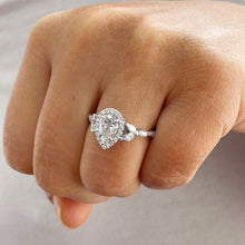 Load image into Gallery viewer, GIA/IGI Certified 14k Solid White Gold Pear and Round And Marquee Diamond Engagement Ring Halo, 2.50ctw F-VS2