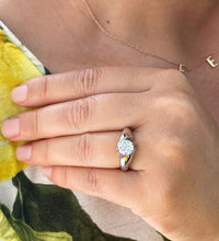 Load image into Gallery viewer, 14k Solid White Gold Round Moissanite Engagement Ring Tension Set, Propose, Anniversary, Classy 1.00ctw