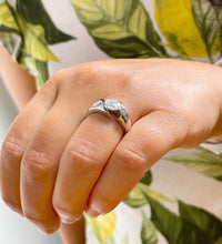 Load image into Gallery viewer, GIA/IGI Certified 14k Solid And Heavy White Gold Round Cut Engagement Ring Semi Tension Set Elegant Solitaire 1.00ctw F-VS2