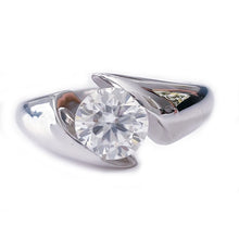 Load image into Gallery viewer, GIA/IGI Certified 14k Solid And Heavy White Gold Round Cut Engagement Ring Semi Tension Set Elegant Solitaire 1.00ctw F-VS2