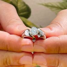 Load image into Gallery viewer, 14k Solid White Gold Round Moissanite Engagement Ring Tension Set, Propose, Anniversary, Classy 1.00ctw