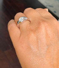 Load image into Gallery viewer, 14k Solid White Gold Round Forever One Moissanite Engagement Ring Tension Set, Propose, Anniversary, Classy 1.00ctw