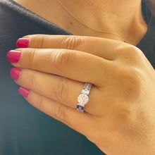 Load image into Gallery viewer, 14k Solid White Gold Round Forever One Moissanite and Natural Diamond Engagement Ring Tension Set, Propose, Anniversary, Classy 2.00ctw