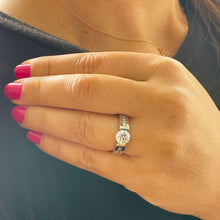 Load image into Gallery viewer, GIA/IGI Certified 14k Solid White Gold Round Cut Diamond Engagement Ring Tension Set, Propose, Anniversary, Classy 1.70ctw F-VS2