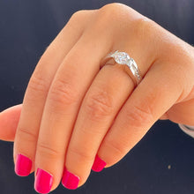 Load image into Gallery viewer, 14k Solid White Gold Round Forever One Moissanite and Natural Diamond Engagement Ring Tension Set, Propose, Anniversary, Classy 2.00ctw