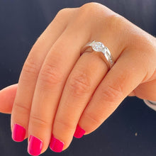 Load image into Gallery viewer, 14k Solid White Gold Round Moissanite and Natural Diamond Engagement Ring Tension Set, Propose, Anniversary, Classy 2.00ctw