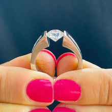 Load image into Gallery viewer, 14k Solid And Heavy White Gold Round Cut Natural Diamond Engagement Ring Tension And Channel Set 1.70ctw