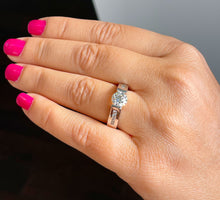 Load image into Gallery viewer, 14k Solid White Gold Round Forever One Moissanite and Natural Diamond Engagement Ring Tension Set, Propose, Anniversary, Classy 2.00ctw