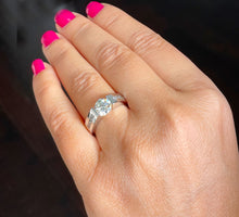 Load image into Gallery viewer, GIA/IGI Certified 14k Solid White Gold Round Cut Diamond Engagement Ring Tension Set, Propose, Anniversary, Classy 1.70ctw F-VS2