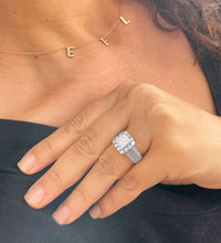 Load image into Gallery viewer, 14k Solid And Heavy White Gold Princess Cut Forever One Moissanite And Round And Princess Cut Natural Diamond Engagement Ring Halo 3.20ct