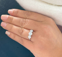 Load image into Gallery viewer, GIA/IGI Certified Elegant 14k Solid White Gold Round Cut Engagement Ring Art Deco Three Stone Style Prong Set 2.00ctw F-VS2