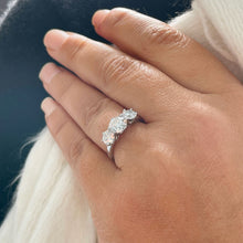 Load image into Gallery viewer, GIA/IGI Certified Elegant 14k Solid White Gold Round Cut Engagement Ring Art Deco Three Stone Style Prong Set 2.00ctw F-VS2