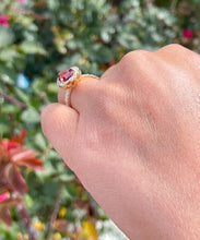 Load image into Gallery viewer, 14K Solid Yellow Gold Natural Garnet Pear Shape And Round Cut Natural Diamonds Engagement Ring Halo 3.80ct