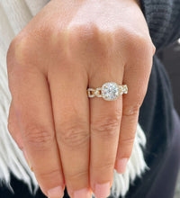 Load image into Gallery viewer, 14k Solid Yellow Gold Round Cut Natural Diamond Engagement Ring Halo Prong Set 1.60ctw