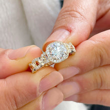 Load image into Gallery viewer, 14k Solid Yellow Gold Round Cut Natural Diamond Engagement Ring Halo Prong Set 1.60ctw