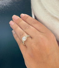 Load image into Gallery viewer, 14k Solid Yellow Gold Round Moissanite And Natural Round Cut Diamond Engagement Ring Halo Prong Set 2.10ctw