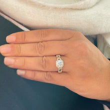 Load image into Gallery viewer, 14k Solid Yellow Gold Round Moissanite And Natural Round Cut Diamond Engagement Ring Halo Prong Set 2.10ctw