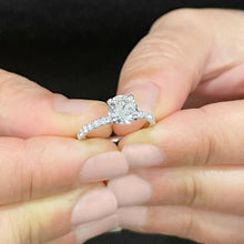 Load image into Gallery viewer, Minimalist 14K Solid White Gold Round Cut Forever One Moissanite and Natural Diamond Engagement Ring Bridal, Wedding 1.45ctw