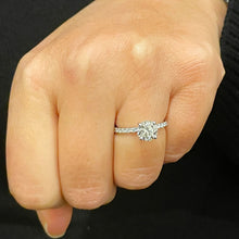 Load image into Gallery viewer, Minimalist 14K Solid White Gold Round Cut Moissanite and Natural Diamond Engagement Ring Bridal, Wedding 1.45ctw