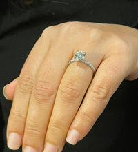 Load image into Gallery viewer, Minimalist 14K Solid White Gold Round Cut Moissanite and Natural Diamond Engagement Ring Bridal, Wedding 1.45ctw