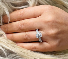 Load image into Gallery viewer, Eternity Style 14k Solid White Gold Oval Cut Moissanite Engagement Ring Prong Set Wedding Bridal Anniversary 5.00ctw