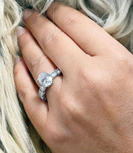 Load image into Gallery viewer, Eternity Style 14k Solid White Gold Forever One Oval Cut Moissanite Engagement Ring Prong Set Wedding Bridal Anniversary 5.00ctw