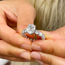 Load image into Gallery viewer, Eternity Style 14k Solid White Gold Oval Cut Moissanite Engagement Ring Prong Set Wedding Bridal Anniversary 5.00ctw