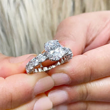 Load image into Gallery viewer, Eternity Style 14k Solid White Gold Forever One Oval Cut Moissanite Engagement Ring Prong Set Wedding Bridal Anniversary 5.00ctw