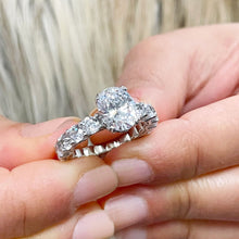 Load image into Gallery viewer, Eternity Style 14k Solid White Gold Oval Cut Moissanite Engagement Ring Prong Set Wedding Bridal Anniversary 5.00ctw