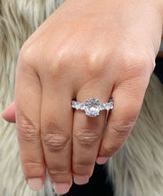 Load image into Gallery viewer, Eternity Style 14k Solid White Gold Oval Cut Moissanite Engagement Ring Prong Set Wedding Bridal Anniversary 5.00ctw
